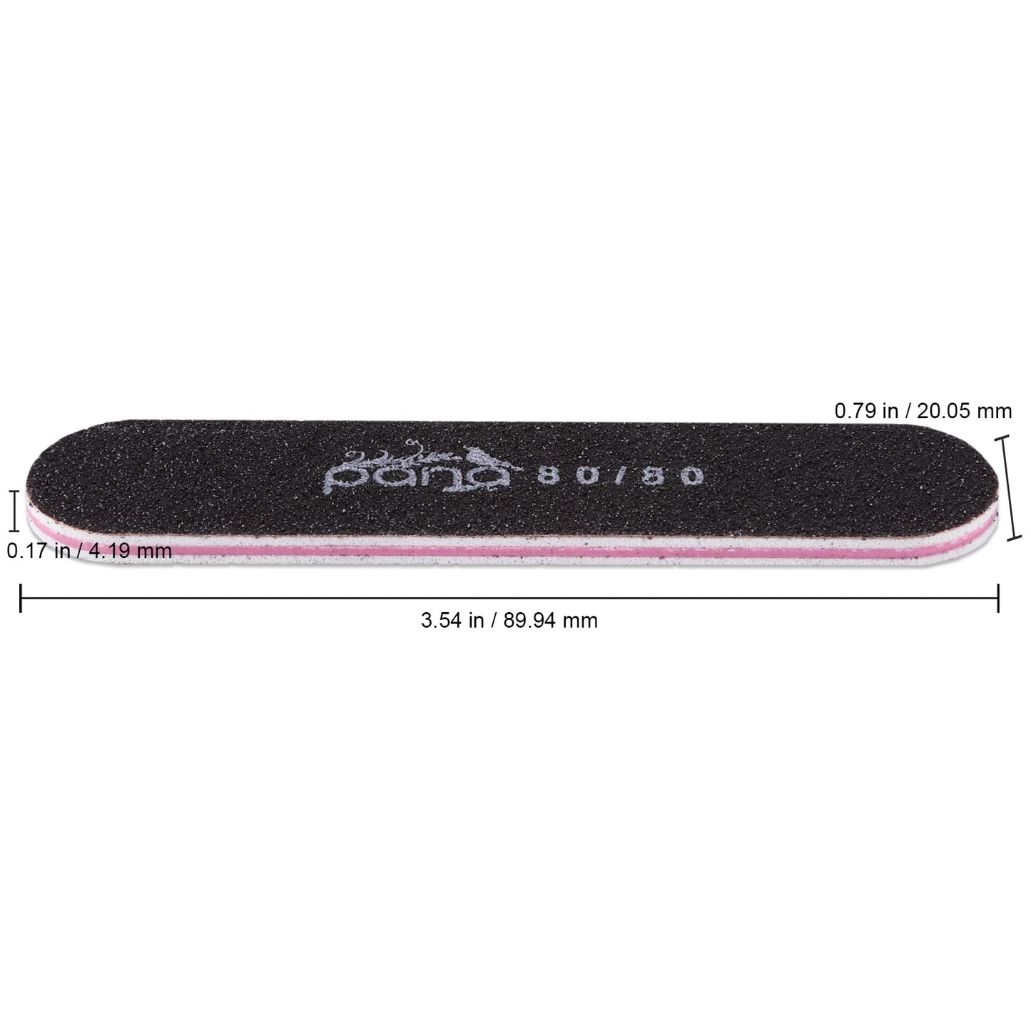 25PCS Mini Size PANA Professional Double Sided Nail Files - Black, 80/80 Grit - Emery Board Nail Buffering File Manicure Pedicure Nail Polisher Washable