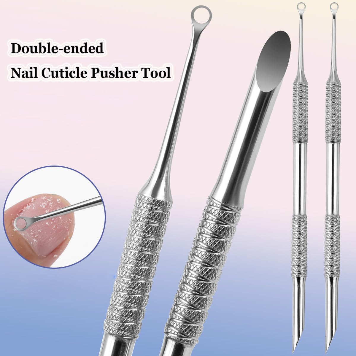 KACHIMOO Cuticle Pusher with 2 Ends,Pre-treatment Cuticle Pusher Cuticle Remover with Sandpaper Sheets,Nail Art Dead Skin Removing Manicure Tool (1 Cuticle Pusher+5 Sandpaper Sheets)