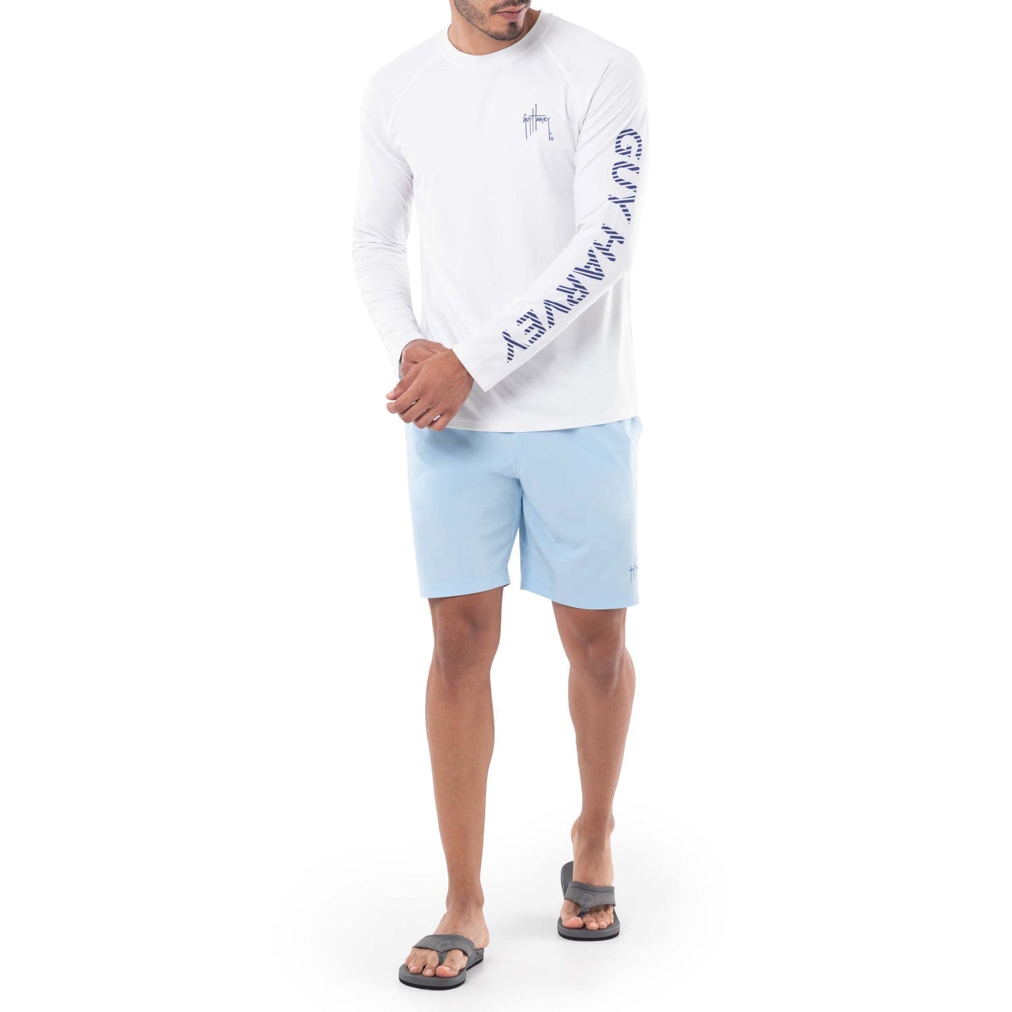 Guy Harvey Men's Grand Slam Sun Protection Long Sleeve Shirt, Bright White/Grand Slam, Medium