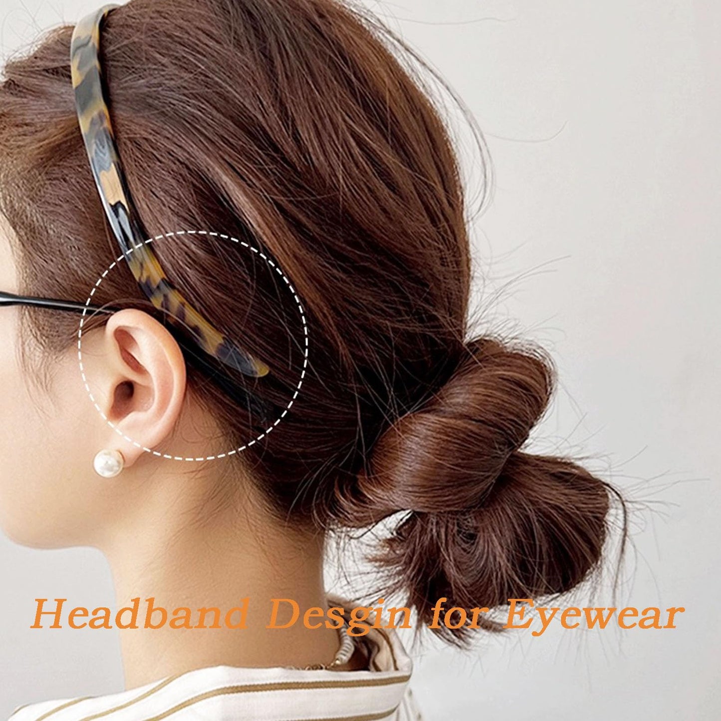 KOVOLITU 3 Pack Eyewear Headbands Comfortable Plain Headbands for Women Headband Designed for Eyewear Fashion Skinny Headbands(Black,Tortoise,Amber)