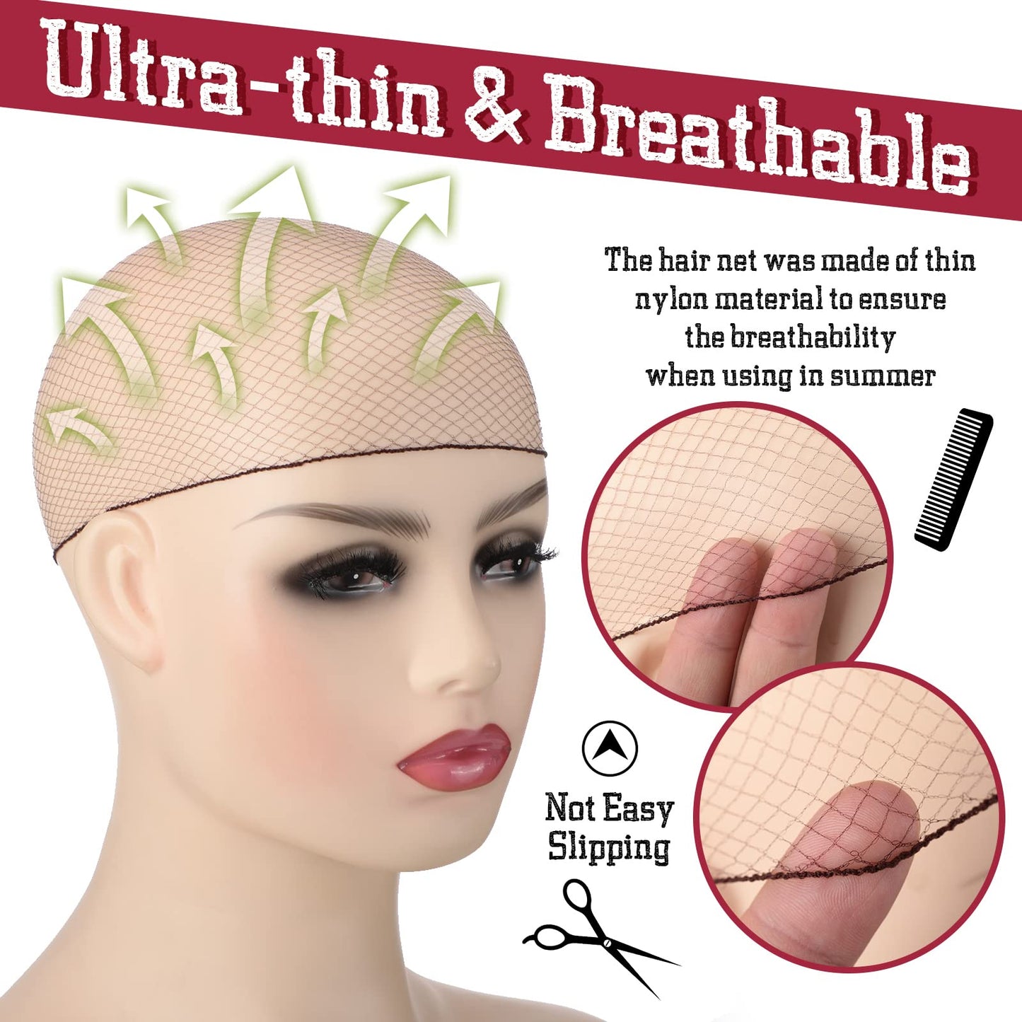 400 Pcs Hair Nets for Women Hair Nets for Food Service Invisible Elastic Edge Mesh 20 Inches Hair Nets, Ballet Dance Hair Bun(Dark Brown)