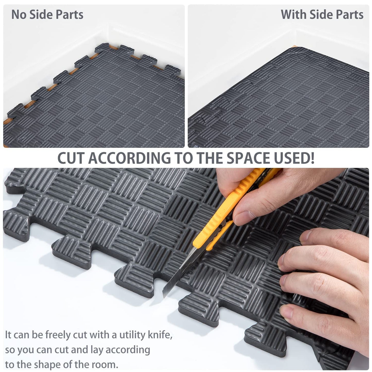 Gym Flooring Puzzle Exercise Mats: Sportneer 1/2" Thick 12" x 12" Interlocking Floor Mats EVA Foam Exercise Tiles for Home Gym Fitness Equipments with Border Waterproof Workout Anti-Slip Mat 12 Sqft