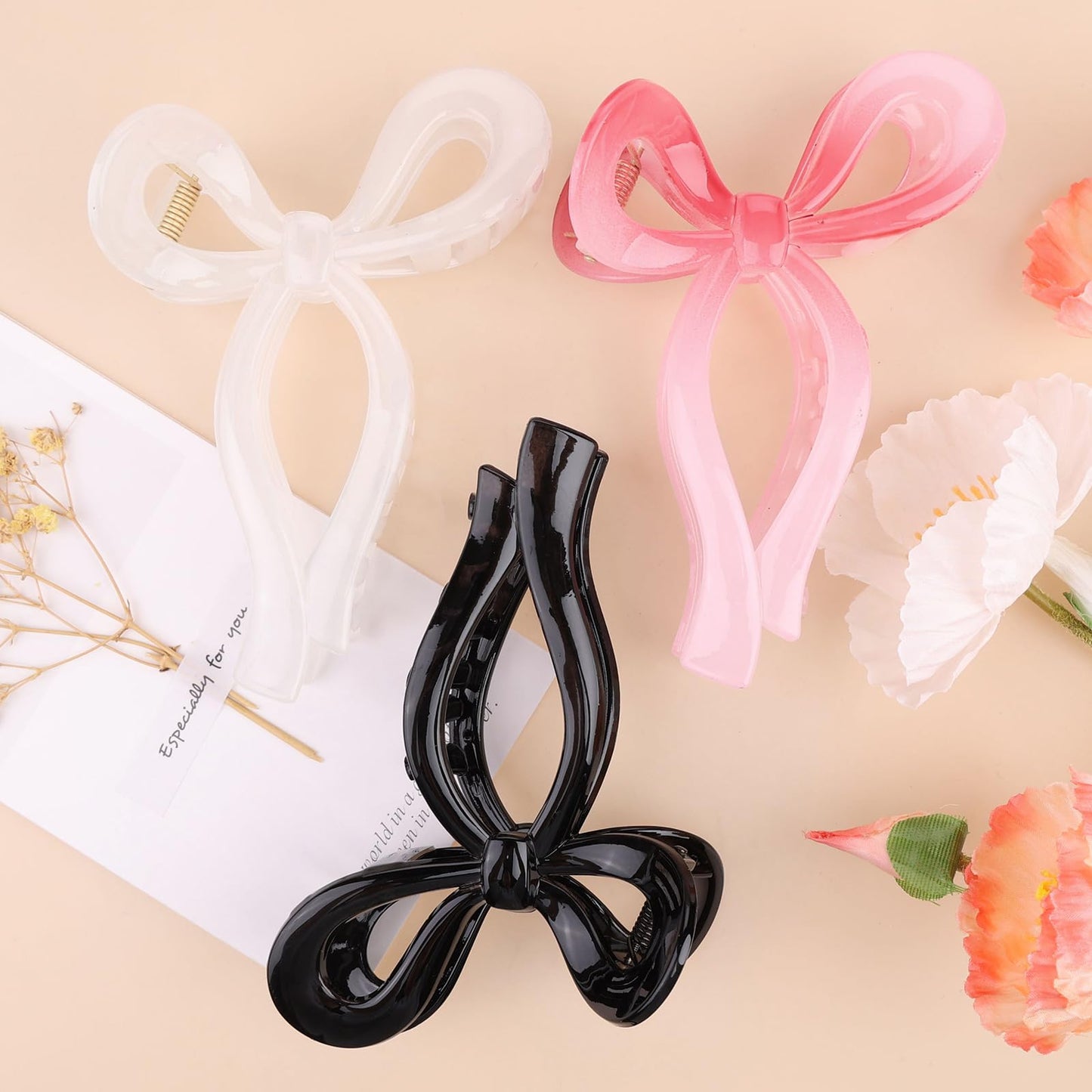 3 Pcs Bow Hair Clips Elegant Hair Claw Butterfly Hair Accessories for Girls Nonslip Butterfly Clips Hair Styling Accessories for Women