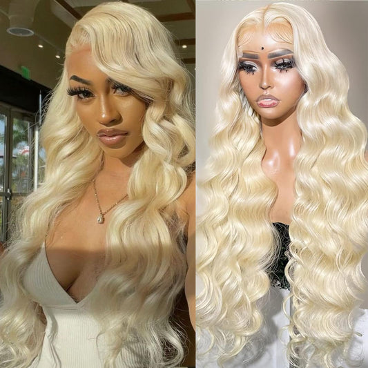 613 Lace Front Wig Human Hair 180 Density 13x4 Body Wave HD Transparent Lace Front Wigs Human Hair Blonde Wig Human Hair Glueless Wigs Human Hair Pre Plucked Pre Cut With Natural Hairline 22 Inch