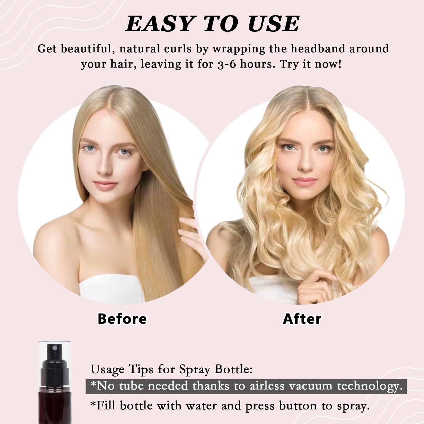 ZILAMPU No Heat Overnight Hair Curler Wrap - 70" Long Velour Lazy Curls Roller Headband for Long Hair to Sleep In for Women and Girls