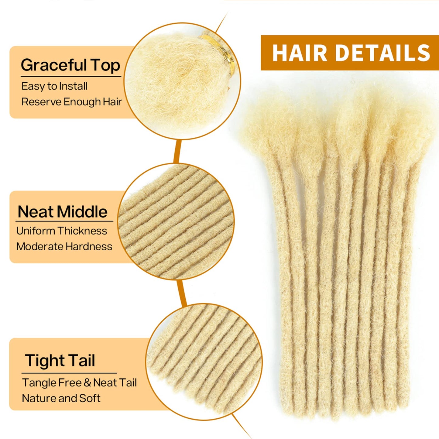 6-18 Inch Dreadlock Extensions Human Hair Fully Handmade Human Hair Dreadlock Extensions for Man/Women Locs Extensions Human Hair Can Be Dyed Bleached Curled… (6Inch-10Strands, 0.6CM Width-613#)