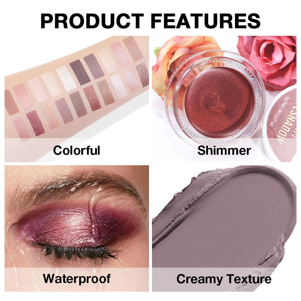 evpct Single Cream Eye Shadow Makeup Pallette Brightener, Espresso Coffee Brown Matte Highly Pigmented Monochrome Mini Eyeshadow Palette, Natural, Waterproof, Blendable, sombras en crema para ojos 715