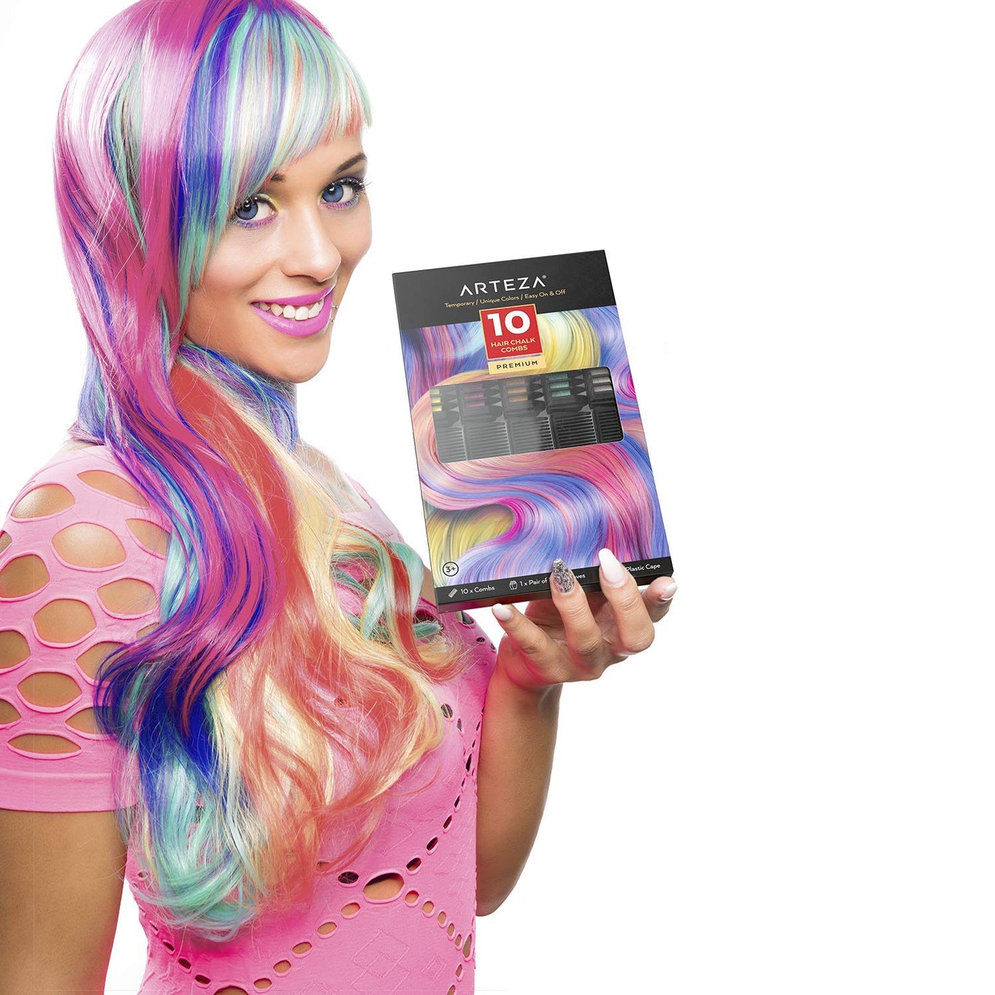 Hair Chalk Combs, Assorted Colors, set of 12