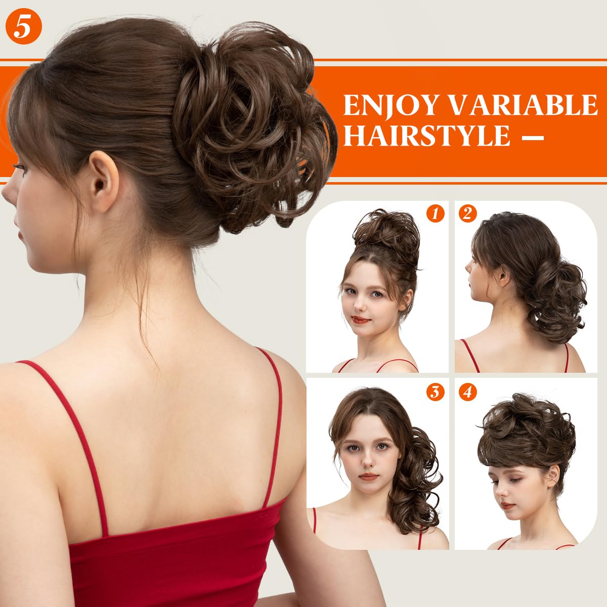 YOUNGWAYS Messy Bun Hair Piece Side Comb Clip in Hair Bun Hairpiece for Women Short Natural Straight Versatile Adjustable Styles Easy Hair pieces (Golden Blonde/Beach Blonde-C)