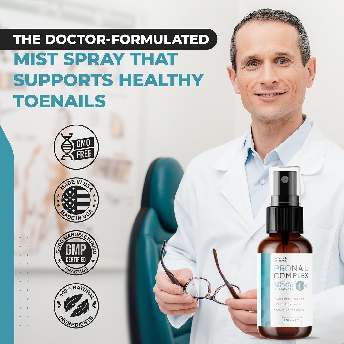 Pronail Complex Spray - ORIGINAL FORMULA Toenail Treatment Extra Strength, Restores Appearance of Discolored/Damaged Nails, Toe and Fingernail Repair - 100% Natural Ingredients - 6 Month Supply