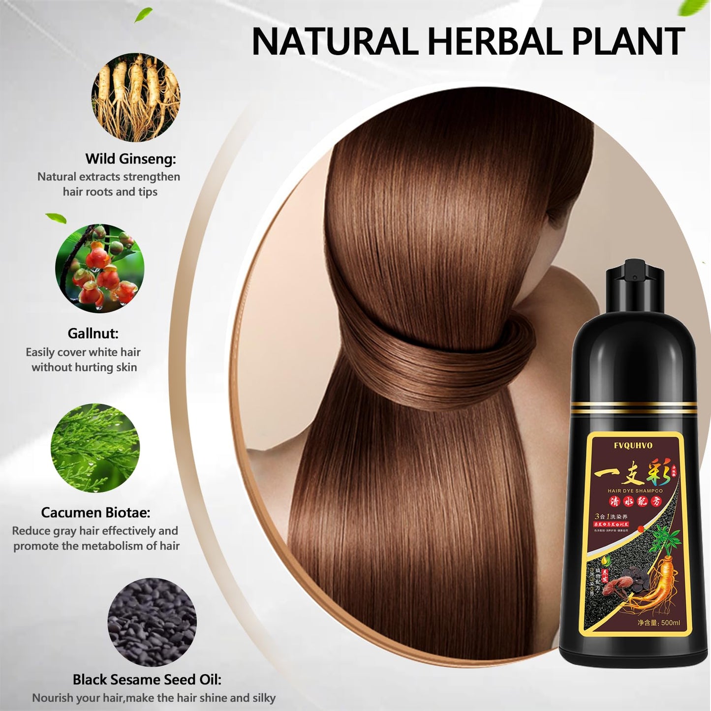 Onilyua Natural Wine Red Herbal Hair Dye Shampoo, 3 in 1 Burgundy for Gray Hair, 16.9 Fl Oz (Men & Women)
