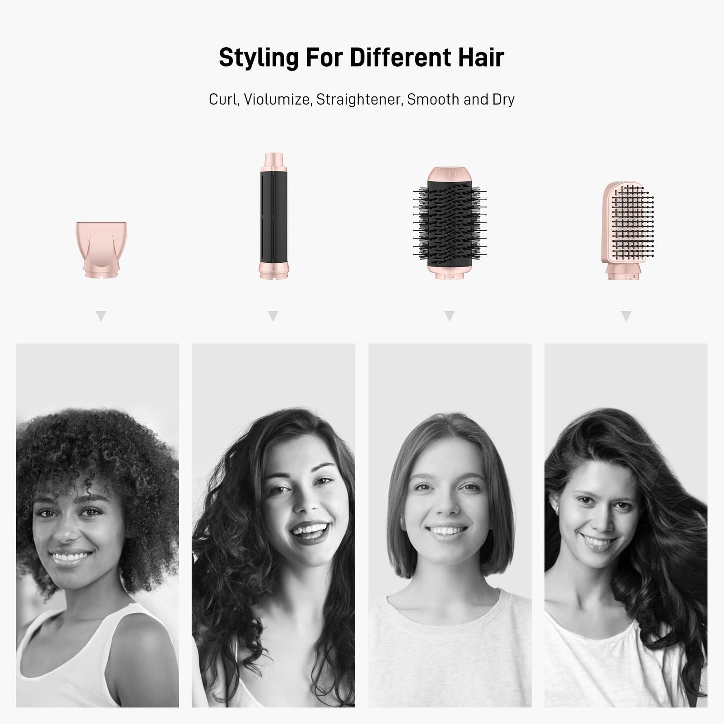Hair Dryer Brush 5 in 1-110,000 RPM High-Speed Frizz-Free Blow Dryer for Fast Drying, Multi Hair Styler with Auto-Wrap Curlers, Blow Dryer Brush for Straightening Volumizing Curling Styling