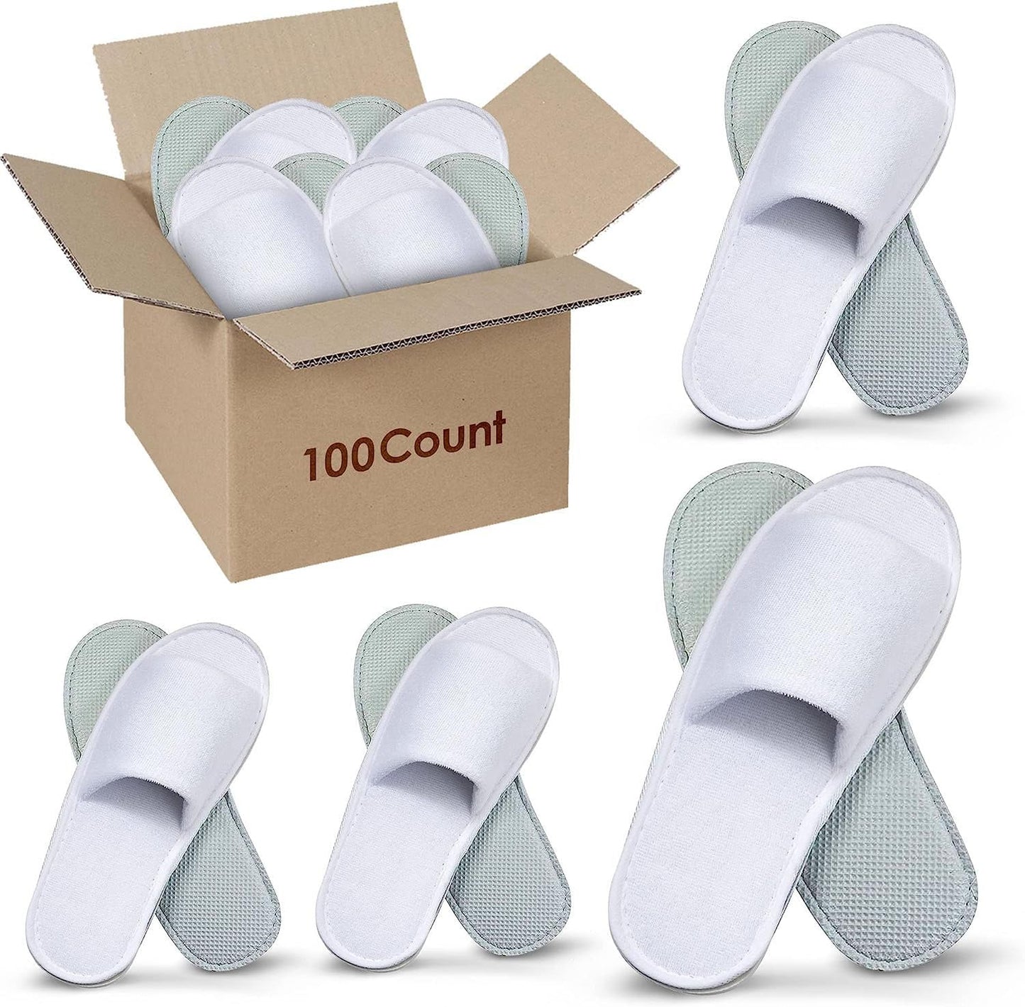 World Amenities | Premium Spa Slippers Bulk Unisex | Open Toe, Individually Wrapped | Hotel Slippers Travel Amenities Ultra Soft, Disposable Guest Slippers