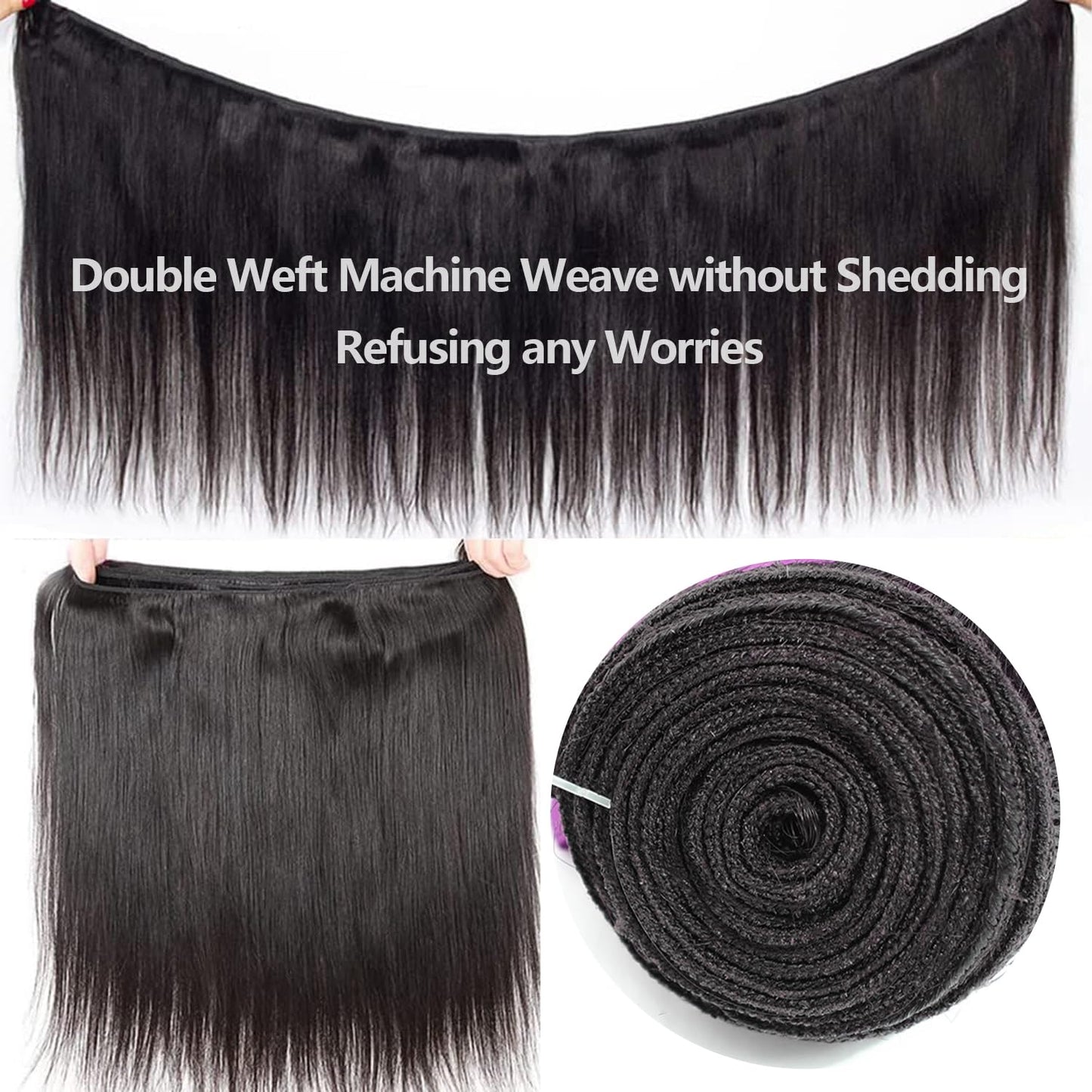 12A Human Hair Bundles 20 22 24 Inch Straight Bundles Human Hair 100% Unprocessed Brazilian Virgin Weave 3 Bundles Deals Thick & Tangle Free…
