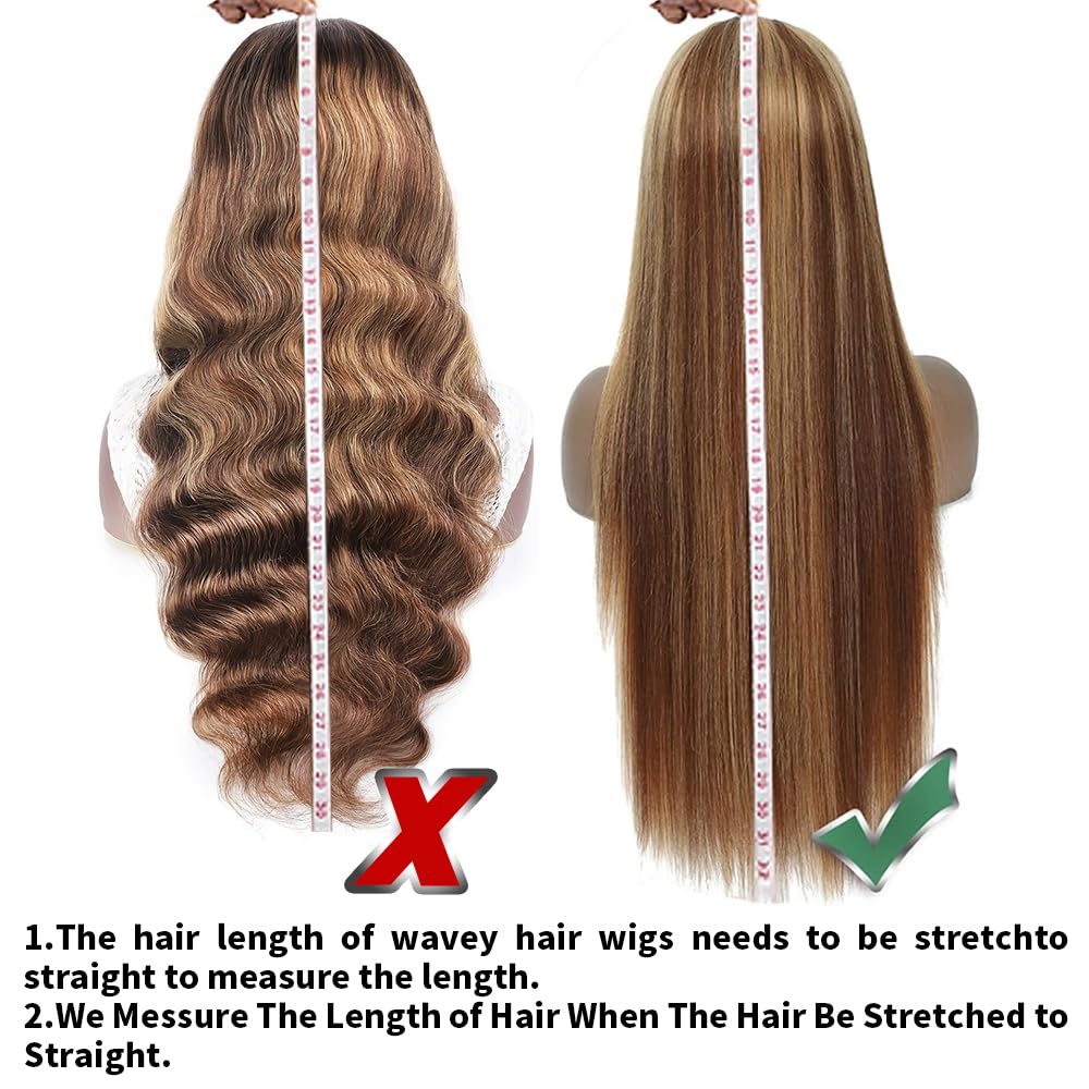 28 Inch Highlight Lace Front Wig Human Hair Ombre Lace Front Wig Human Hair Wigs for Women 13x6 Body Wave Lace Front Wigs Human Hair Honey Blonde HD Lace Front Wig Human Hair with Baby Hairline
