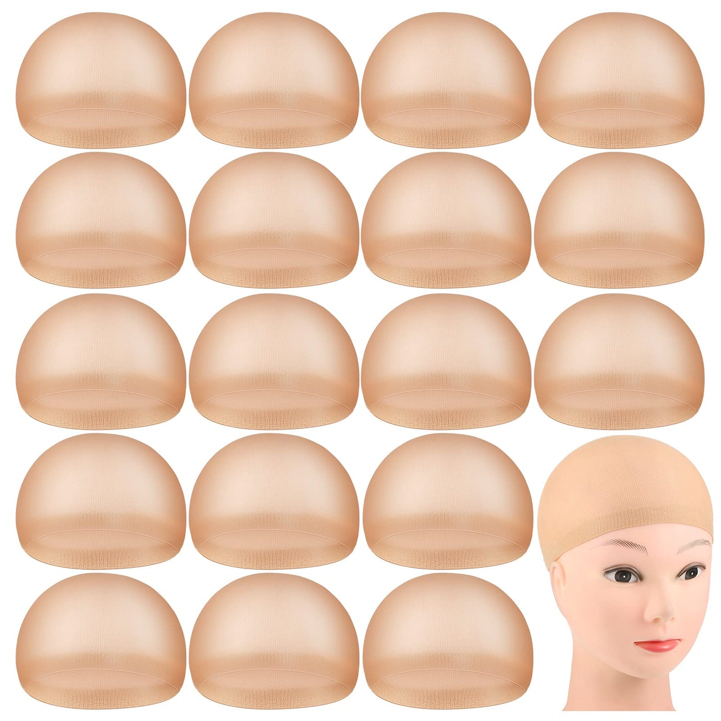 100 Pieces Wig Cap Elastic Medium Nylon Stocking Caps Stretchy Stocking Wig Caps Secure Your Hair, Lightweight, Breathable (Skin)