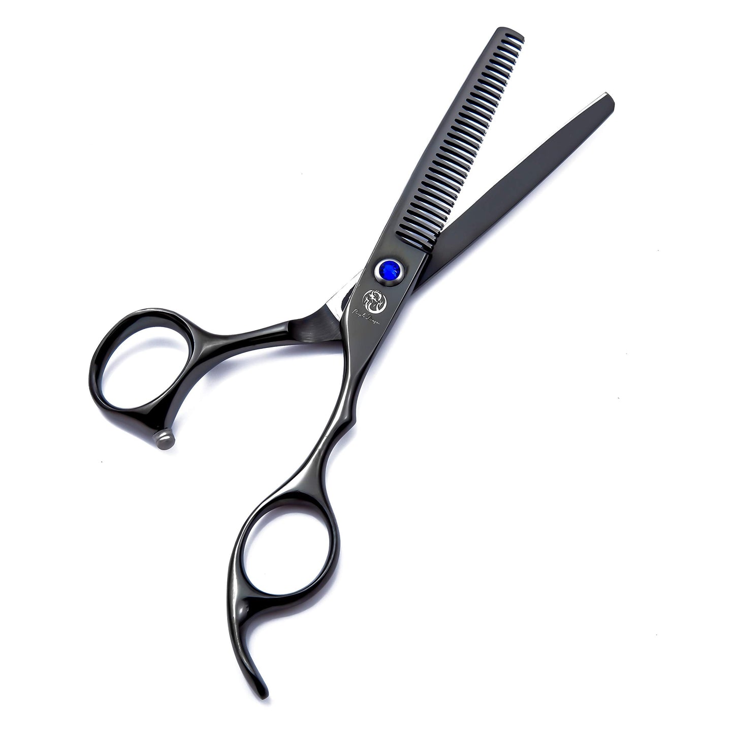 6.0" Black Hair Cutting Scissor Set with Multi-functional Thinning Comb, Leather Scissors Case, Barber Hair Cutting Shears Hair Thinning/Texturizing Shear for Hairdresser or Women Home Use