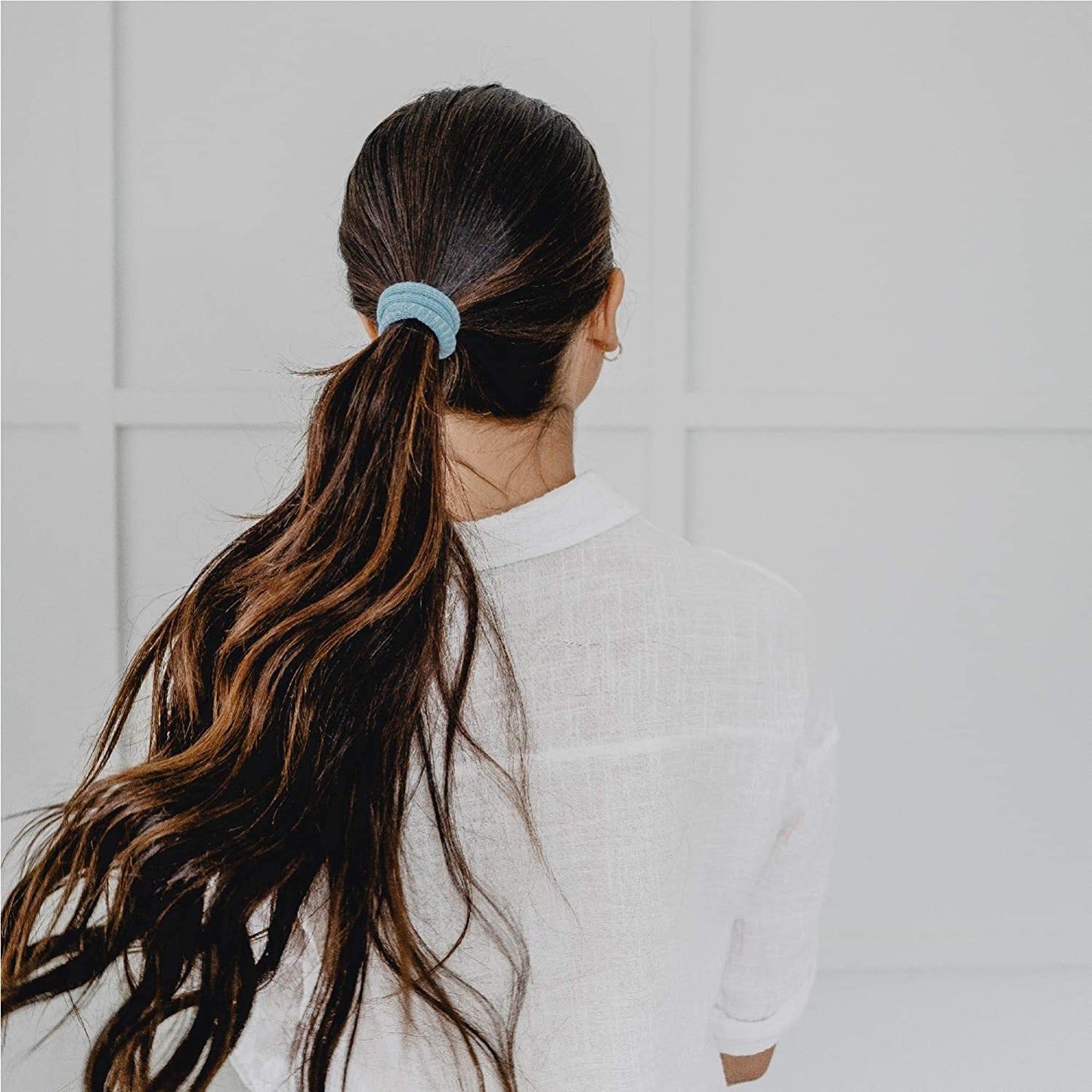 Gimme Beauty - Thick Fit Hair Bands - Brown Chestnut - Damage Free Hair Ties - Made with Seamless Microfiber Elastics - Thick + Curly Hair Accessories - No Snagging, Dents, or Breakage (6 Count)