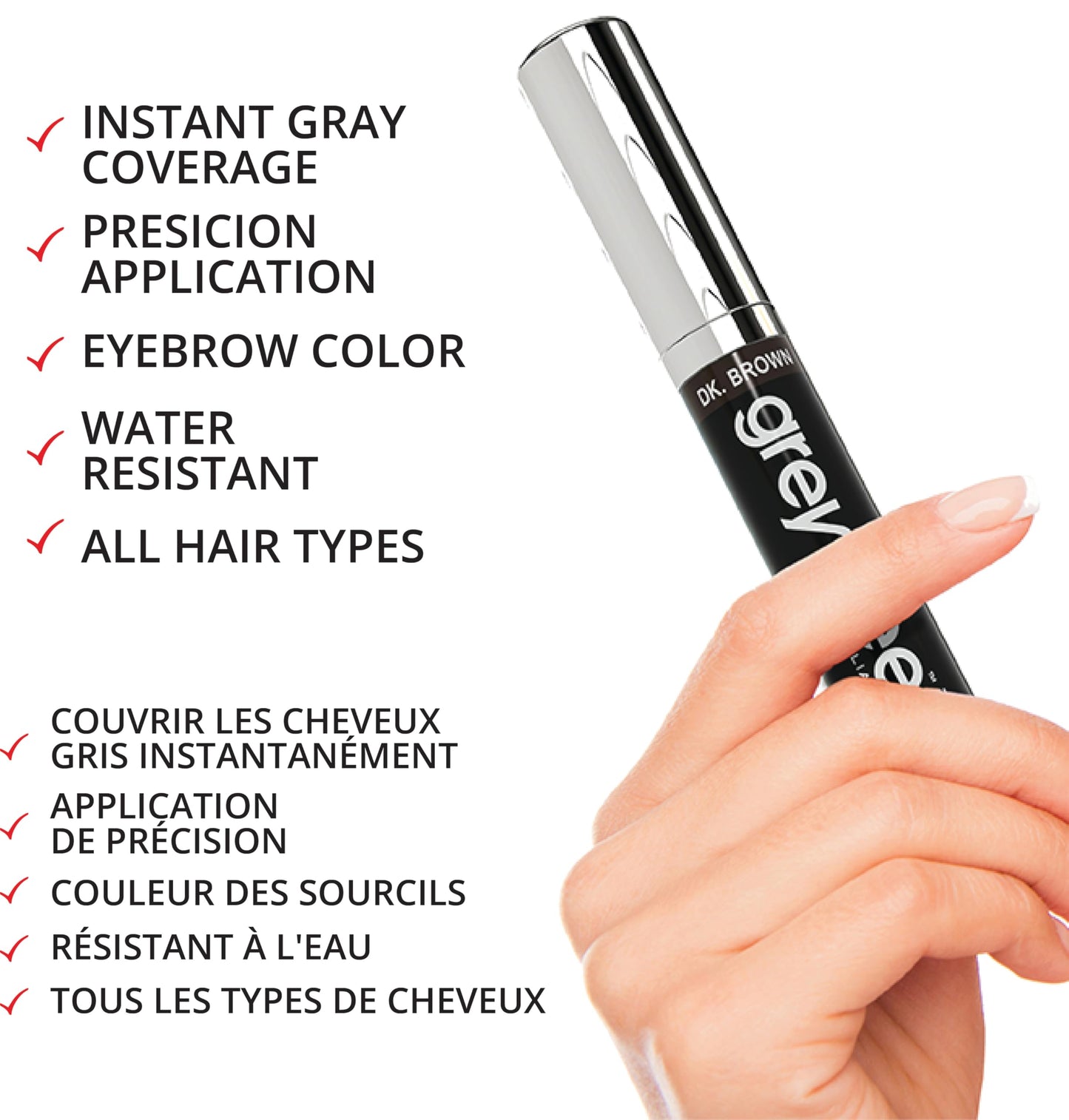 Greyfree Root Touch-Up Hair Mascara Temporary Gray Roots Concealer (BURGUNDY)