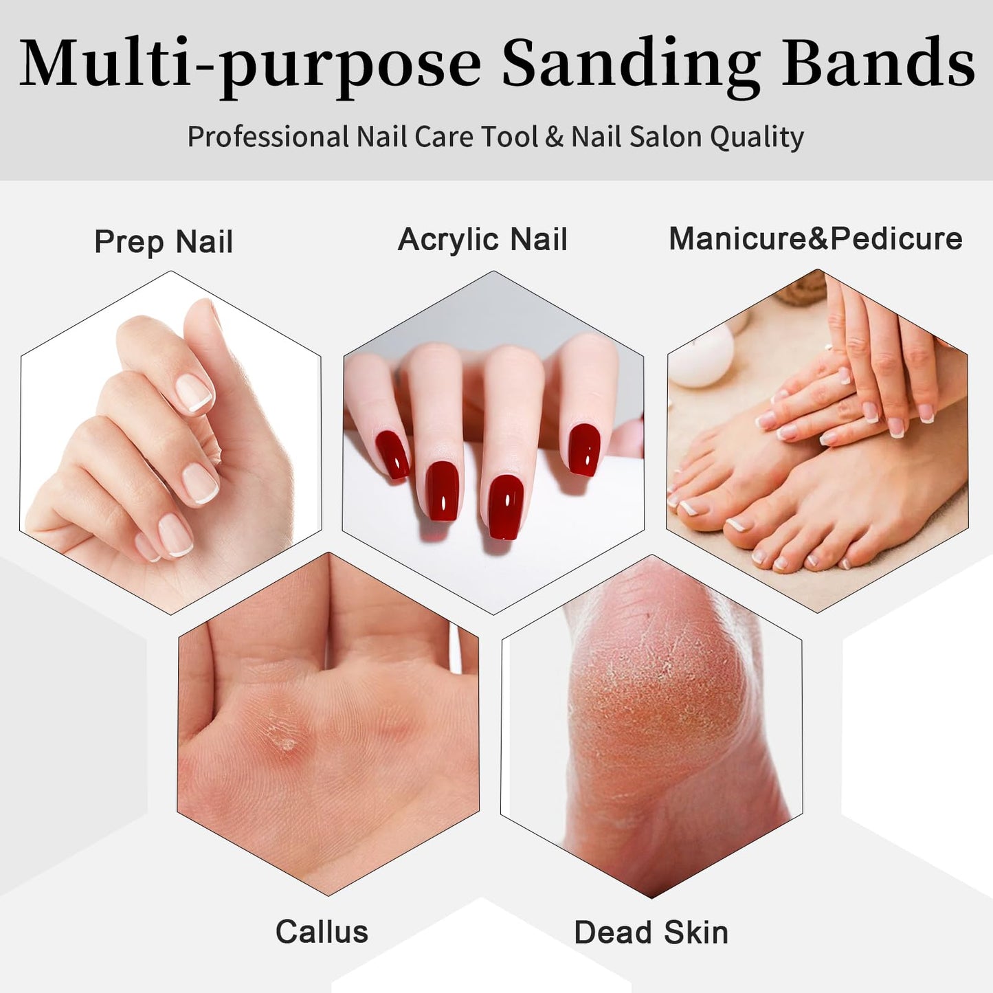 200pcs 240 Grit Small Sanding Bands for Nail Drill with 2pcs 3/32’’ Upgrade Mandrels Bits, Mini Sanding Bands for Nail Drill for Manicure Nail Salon and Nail Enthusiasts Use, White
