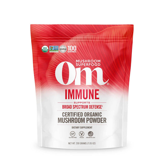 Om Organic Mushroom Superfood Powder, Immune, (100 Servings), Reishi & Turkey Tail, Immune Support Supplement, 7.05 Ounce (Pack of 1)