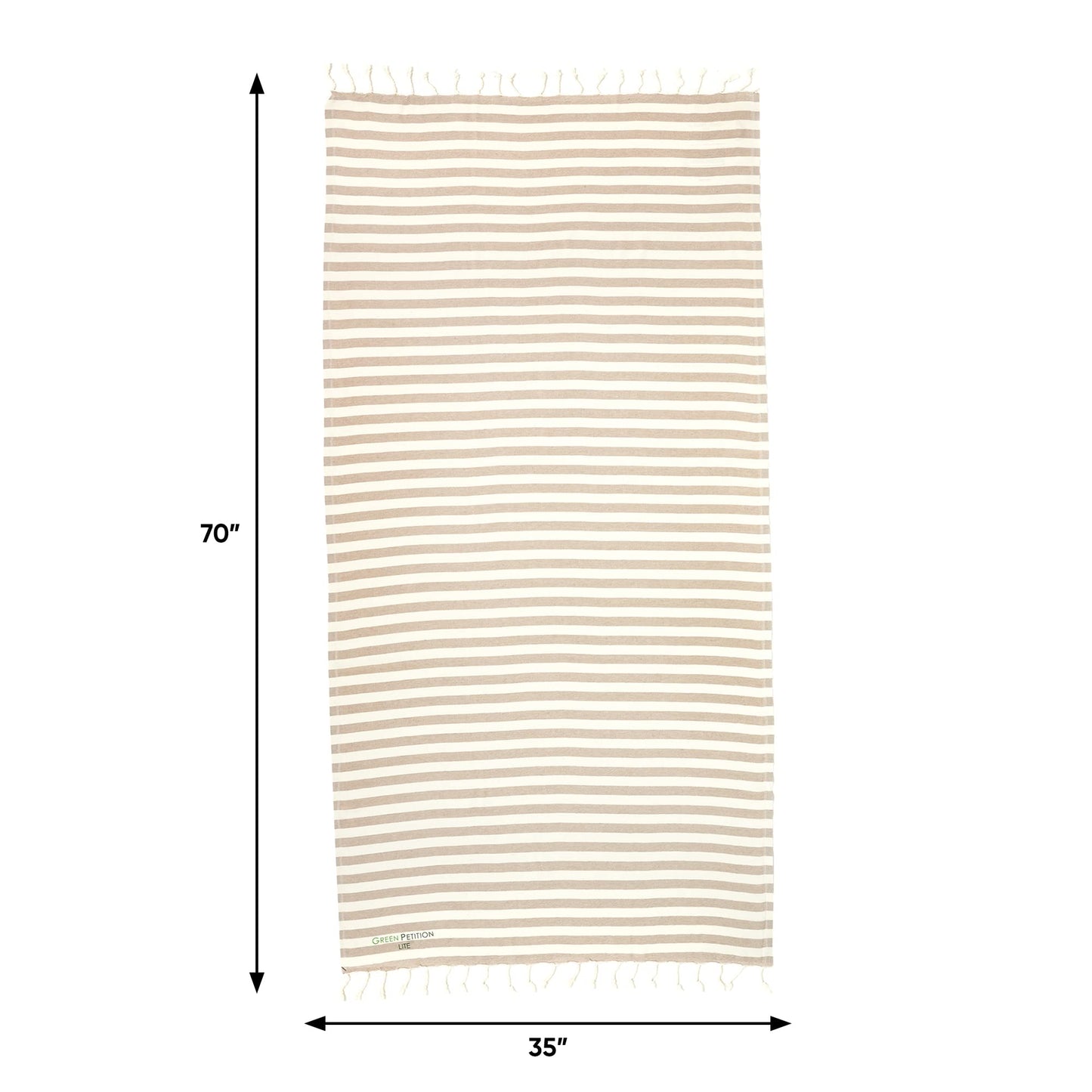 Green Petition Peshtemal Organic Cotton, Quick Dry, Compact, Lightweight, Undyed, Recycled with Bag (35 x 67, Sand Beige)