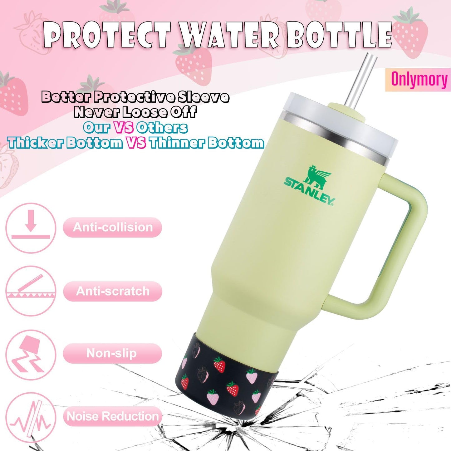 Onlymory Silicone Boot for Stanley Cup 40 30 20 OZ, Bottom Boot for Stanley 30OZ 20OZ IceFlow Tumbler, Bottom Cover Protector for Stanley Cup Boots Accessories