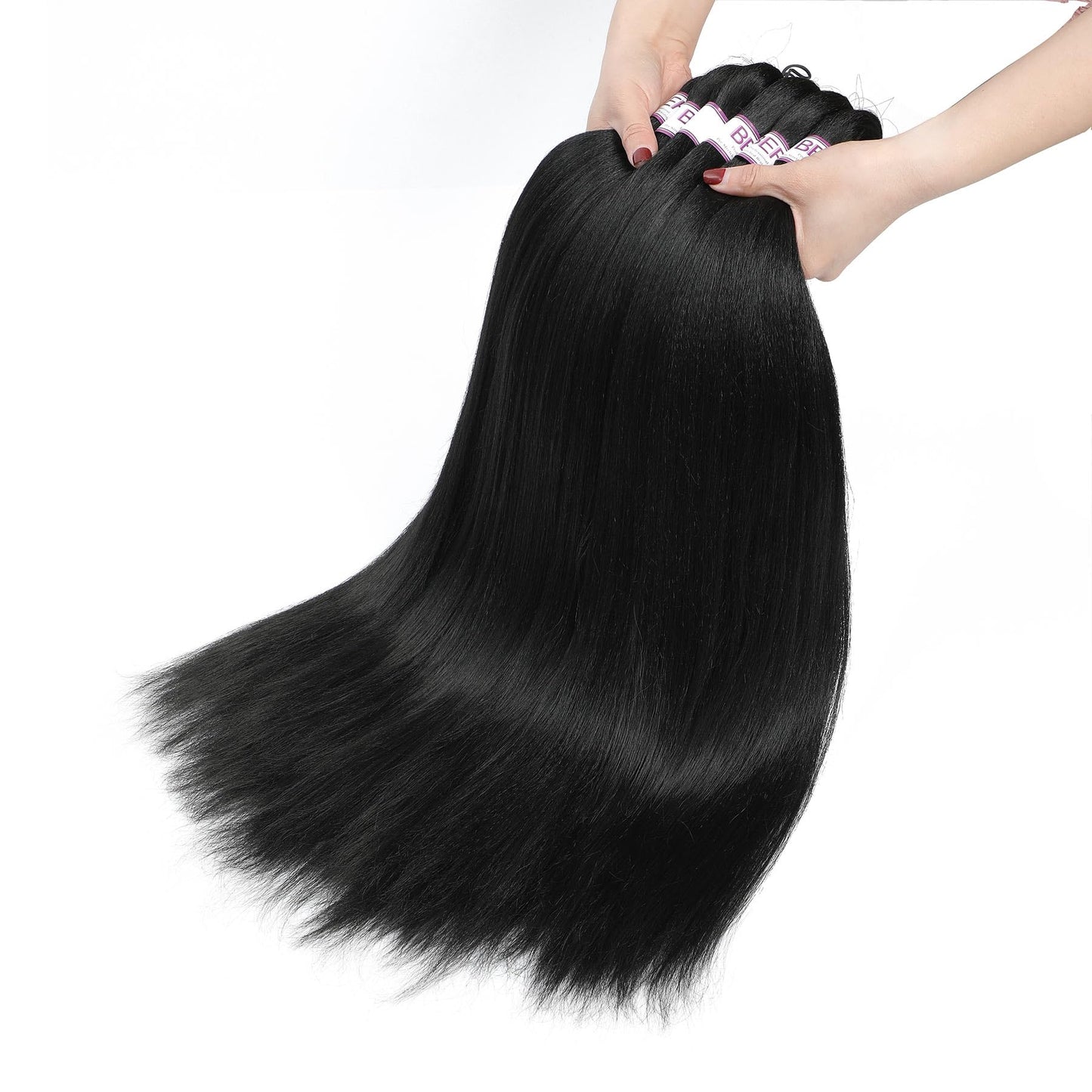 BEFUNNY Pre Stretched Braiding Hair, 5 Packs 24 Inch Professional Black Prestretched Braiding Hair For Women Human Hair Braid,Natural Straight Synthetic Hair Extension,Itch Free(24",5bundles,1B#)