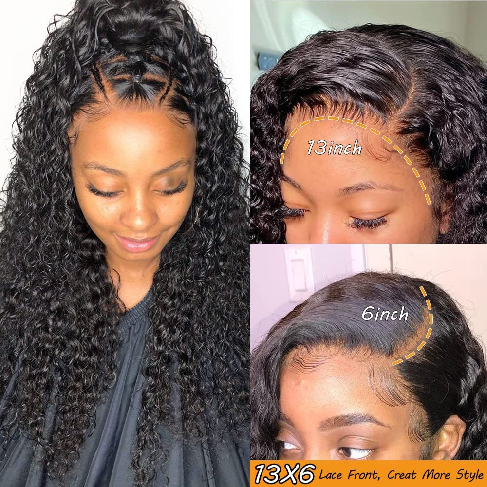 Ladoux HD 13x6 Kinky Curly Lace Front Wigs for Women 12A Brazilian Human Hair 180% Density Pre Plucked With Baby Hair Transparent Lace Frontal Wigs 30Inch Kinky Curly Wigs