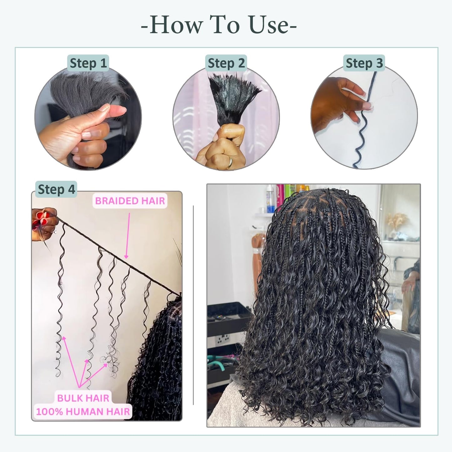 28 Inch Human Hair Braiding Hair Deep Wave Bulk Human Hair for Braiding Boho Braids 100g Water Wave Human Braiding Hair Curly Human Hair for Braiding Bohemian Braids Micro Wet And Wavy Human Hair