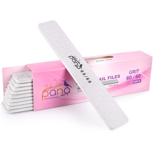10PCS Jumbo Size PANA Professional Double Sided Nail Files - Zebra, 60/60 Grit - Emery Board Nail Buffering File Manicure Pedicure Nail Polisher Washable