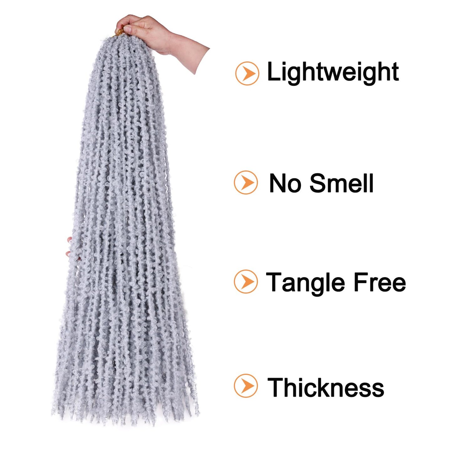 ZRQ 30 Inch Butterfly Locs Crochet Hair Grey Distressed Faux Locs Crochet Braids,Light Weight Handmade Goddess Soft Locs Crochet Locs Braids for Women(2Packs,grey#)