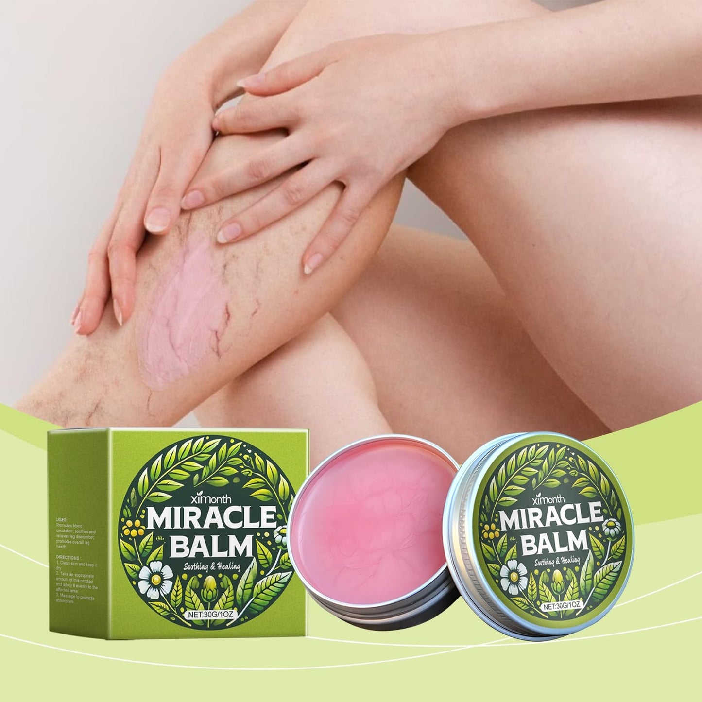 Miracle Balm, Organic Miracle Balm, Natural Ingredients, Balm for Legs, Arms, Back Relaxed and Comfortable, Effective Relief All Natural Ingredients Moisturizing Treatment(1Pcs)