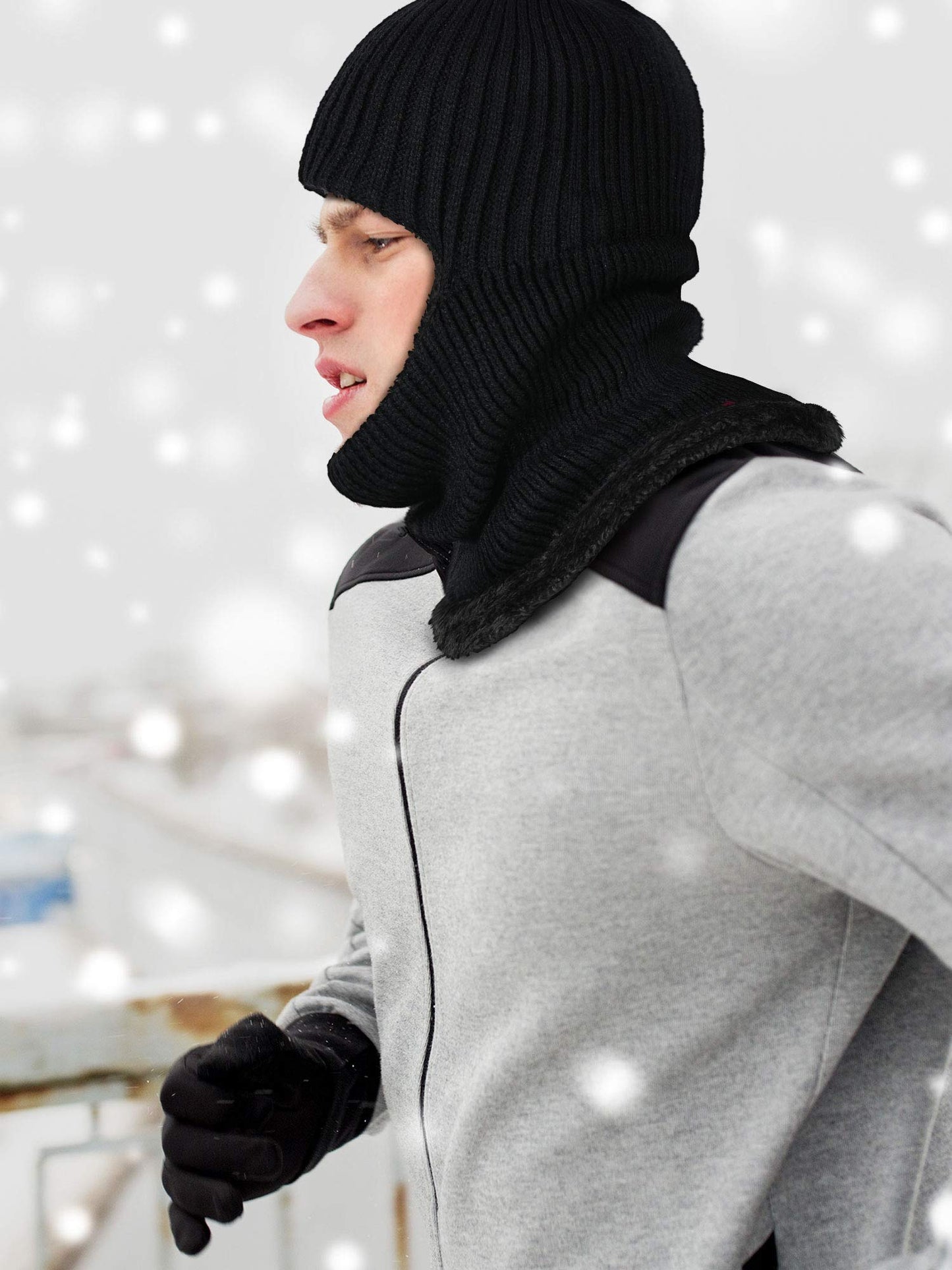 2 Pieces Winter Face Mask Ski Masks Warm Knitted Balaclava for Men Women Fleece Windproof Face Cover for Outdoor Sports (Black, Black)
