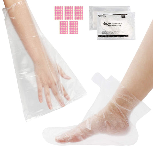 Segbeauty Paraffin Wax Liners for Hands & Feet, 200 Counts Larger & Thicker Plastic Paraffin Wax Booties Bags, thera-py Wax Refill Socks & Gloves Paraffin Bath Mitts Covers for Wax treat-ment