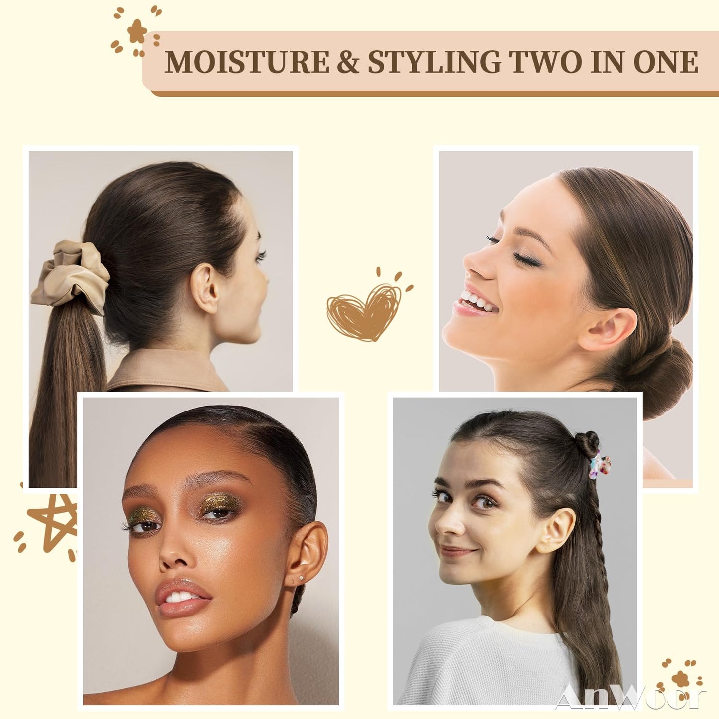 Slick Back Hair Brush, Hair Wax Stick 4Packs - Taming Flyaways & Edge Control - Hair Styling Products Accessories Stuff for Teenl Girl, Women & Kids