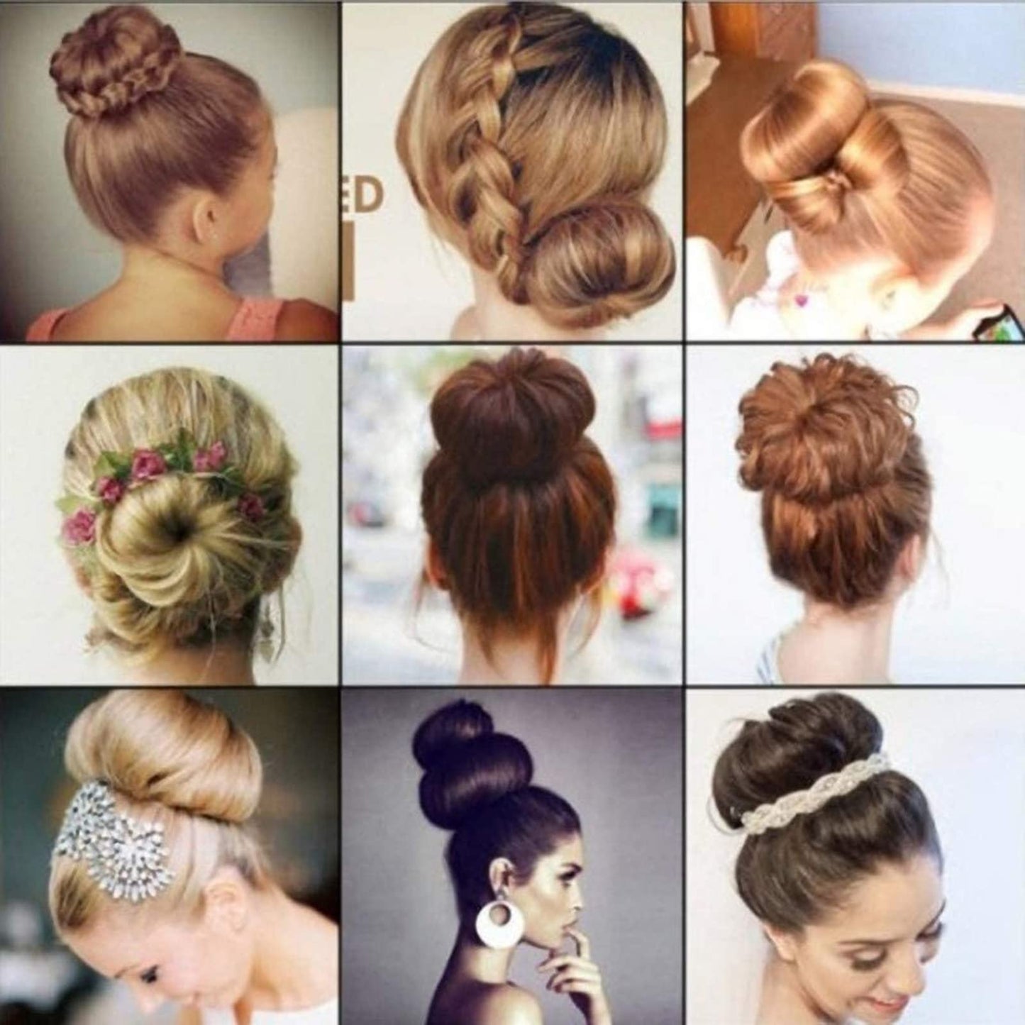 3 Pcs Women's Hair Styling Tools: DIY Hair Foam Ring Shaper, Hair Donut Bun Accessory, Long Nylon Buckle Ring for Magic Ponytail Holder (3 Beige)