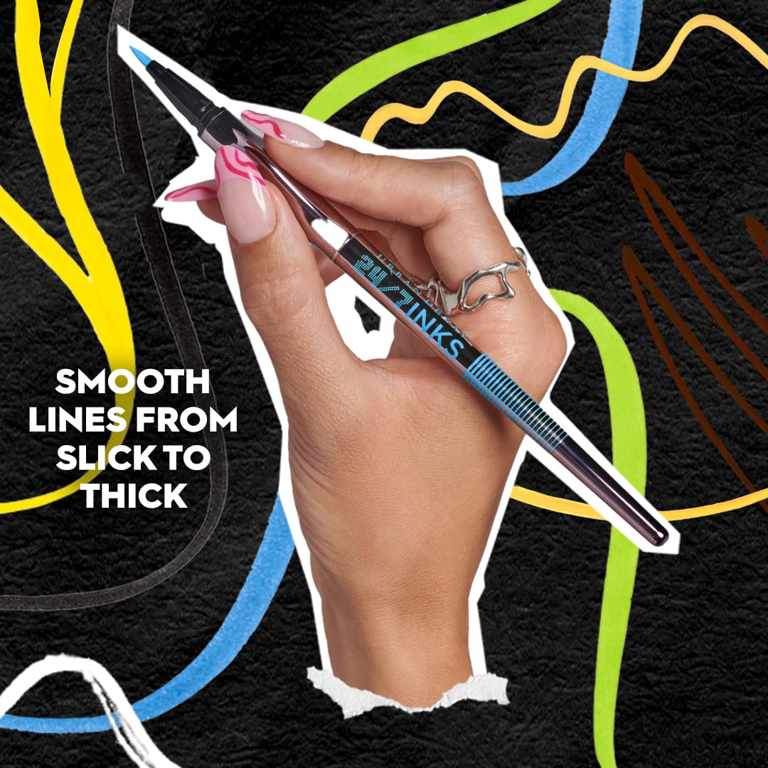 Urban Decay 24/7 Inks Liquid Eyeliner Pen (Whiskey - Matte Dark Brown, Brush Tip Eye Liner), Water-Resistant, Smudge-Resistant, Vibrant Colored Liner, Ergonomic Precision Grip, Vegan - 0.01 fl oz