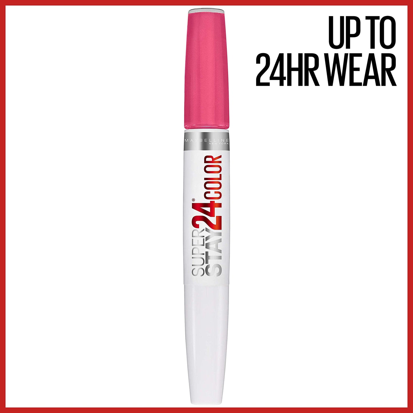 Maybelline Super Stay 24, 2-Step Liquid Lipstick Makeup, Long Lasting Highly Pigmented Color with Moisturizing Balm, Pink Goes On, Neon Pink, 1 Count