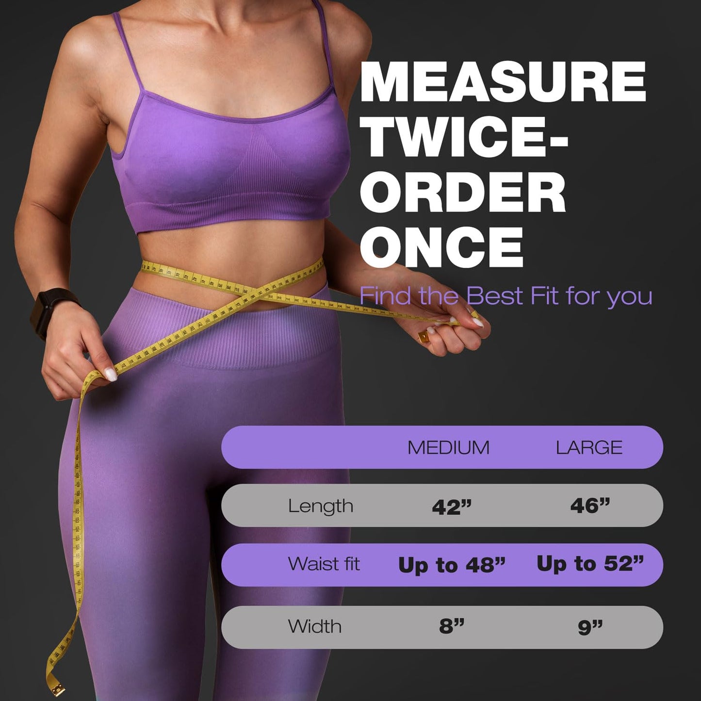 ActiveGear Waist Trainer for Women & Men - Sweat Band Waist Trimmer Belt for a Toned Look - Reinforced Trim and Extra Secure Fastening (Purple Hem, Medium: 8” x 42”)