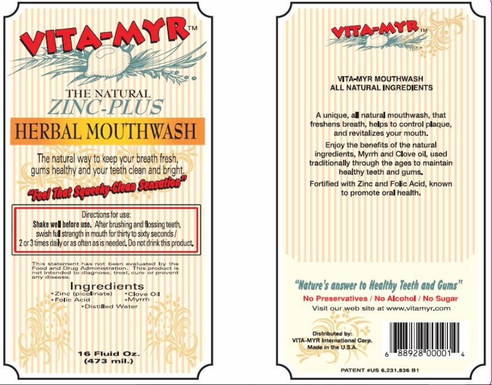 6 Pack VITA-MYR Natural & Effective Herbal Mouthwash 16 oz