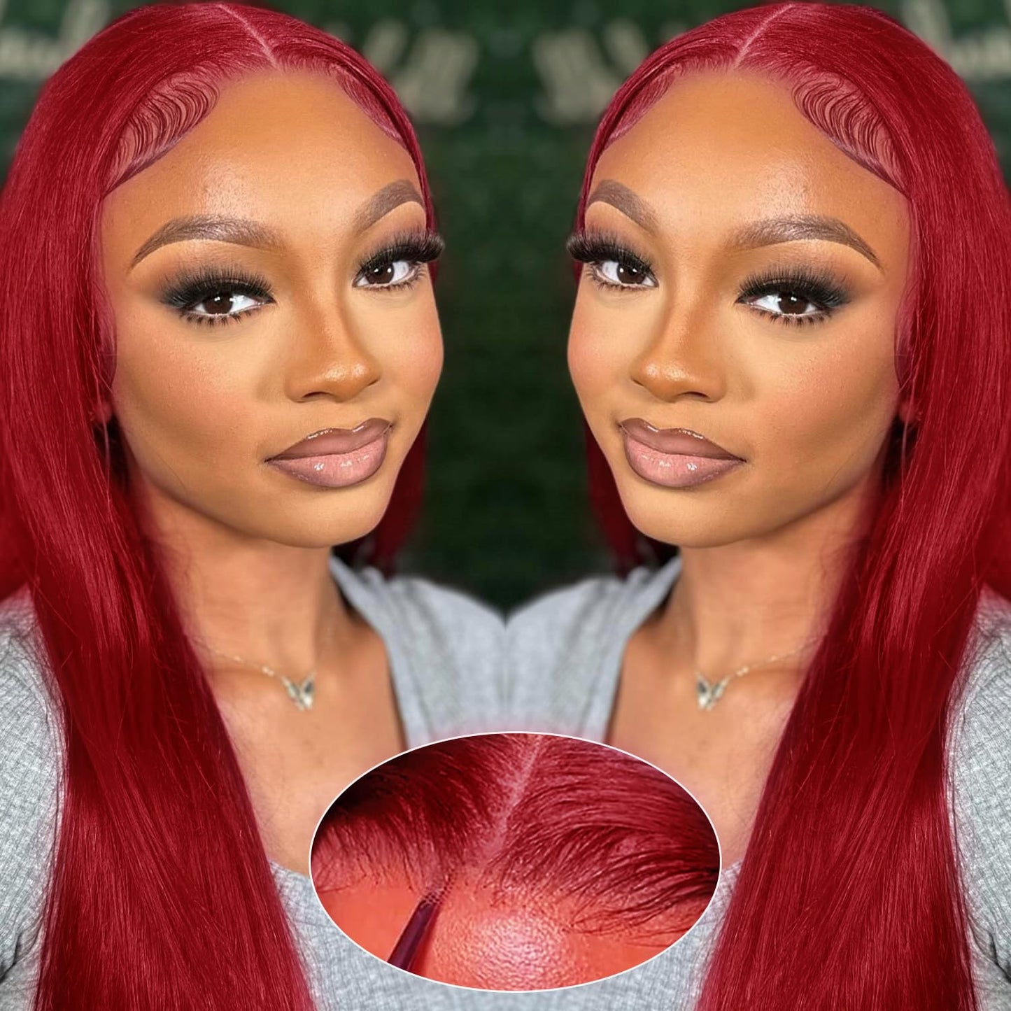 GUDOZO Glueless Wigs Human Hair For Black Women 9x6 HD Burgundy Lace Front Wigs Human Hair Frontal Wigs Human Hair Glueless Wigs Human Hair Pre Plucked Pre Cut Straight 200 Density 16 Inch