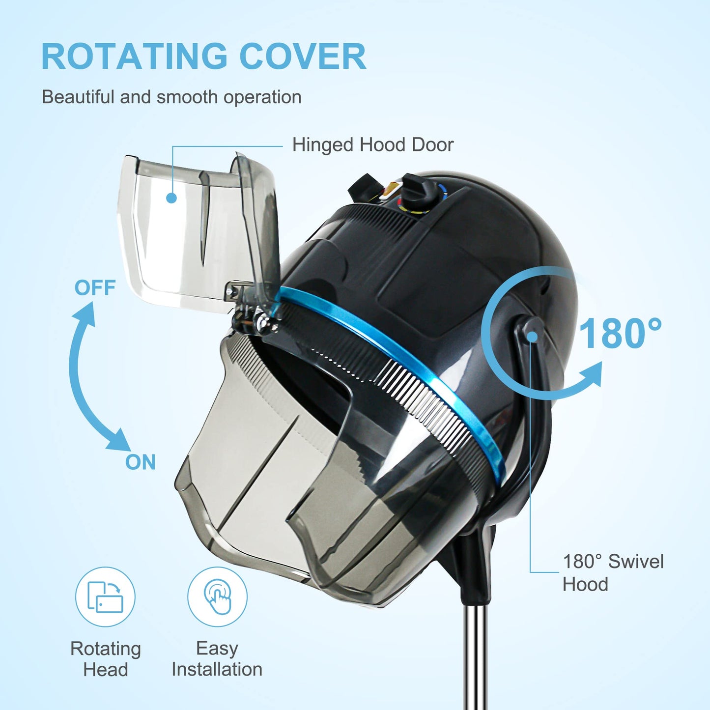 Nova Microdermabrasion Professional Hooded Floor Hair Dryer Adjustable Bonnet Hair Dryer Stand Up with Timer and Rolling Wheels for Beauty Spa Home Salon Equipment