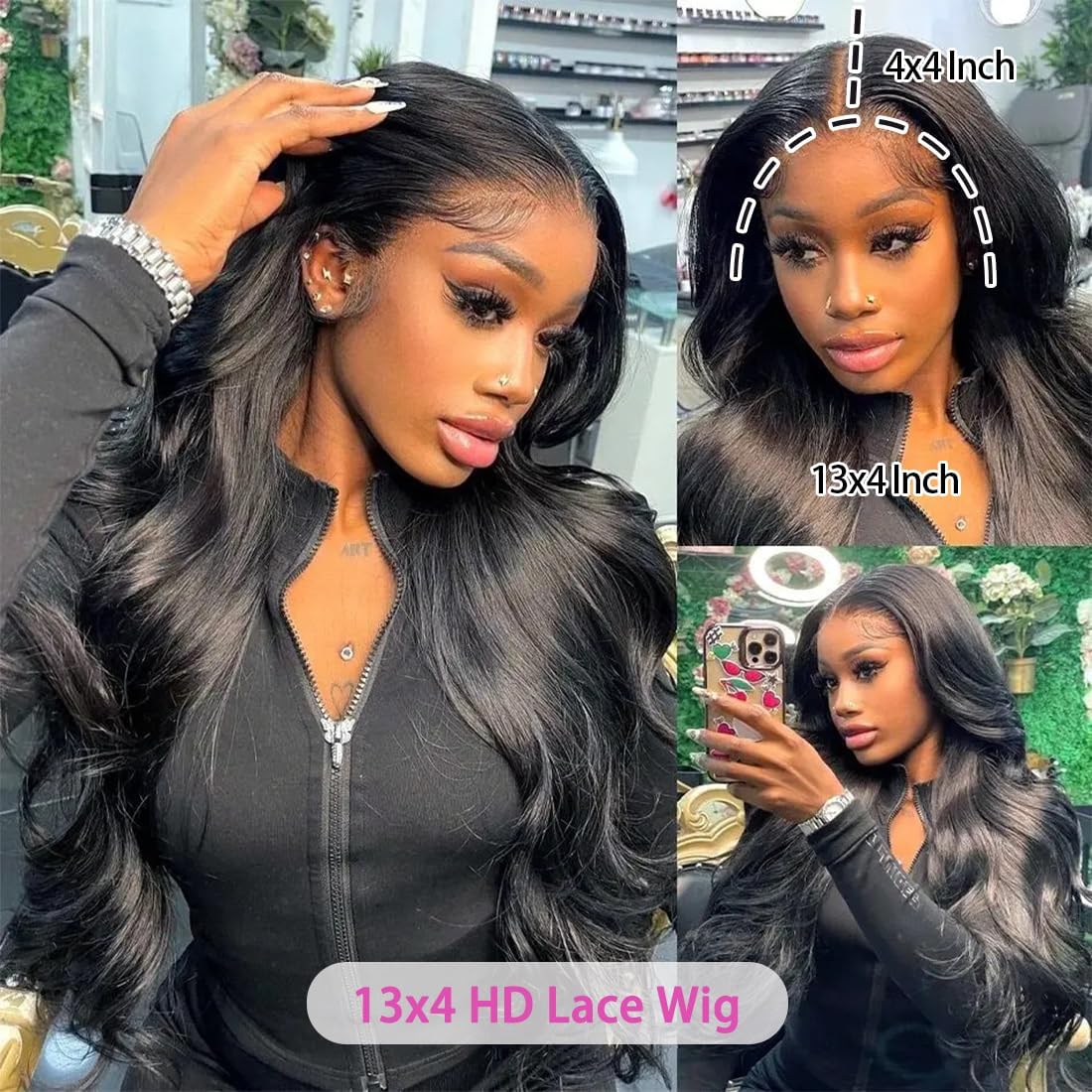 13x4 Lace Front Wigs Human Hair Pre Plucked 180% Density Body Wave Human Hair Lace Front Wigs Brazilian Glueless Wigs Human Hair Pre Plucked Natural Color 24inch