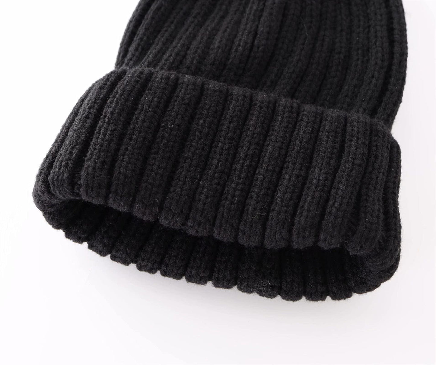 Connectyle Unisex Knit Daily Beanie for Women Slouchy Ribbed Winter Beanie Hat Cuffed Ski Cap Black