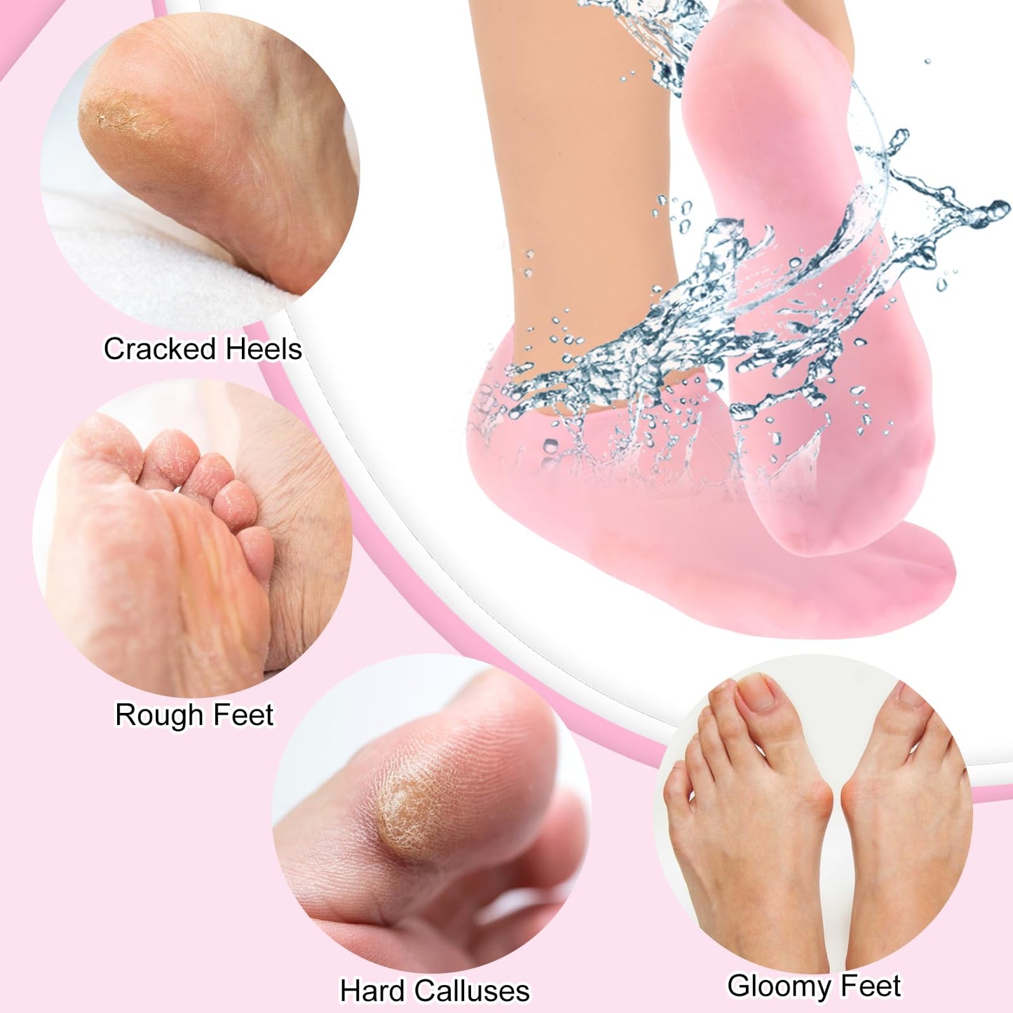 Sibba 2 Pairs Silicone Moisturizing Gloves and Socks, Spa Gel Hydrating Gloves for Overnight Bedtime Heal Eczema Sleeping Lotion Hand Treatment Gloves Socks Repair Rough Cracked Dry Chapped Skin