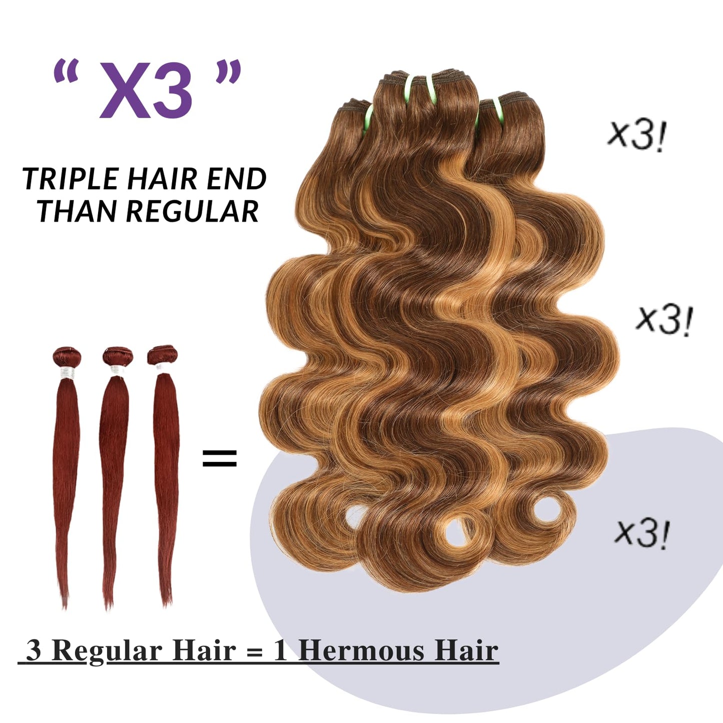 12A Double Drawn Highlight Honey Blonde Thick Raw Virgin 3 Bundles Human Hair Body Wave, Shed Free Colored 4/27 Real Piano Color Ombre Human Hair Bundles Quick Weave 14 16 18 Inch