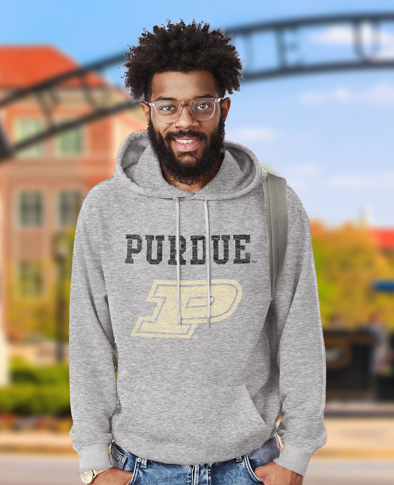 NCAA Officially Licensed Apparel Boilermakers Purdue University Apparel Unisex Logo Hoodie Purdue02H Gray Small