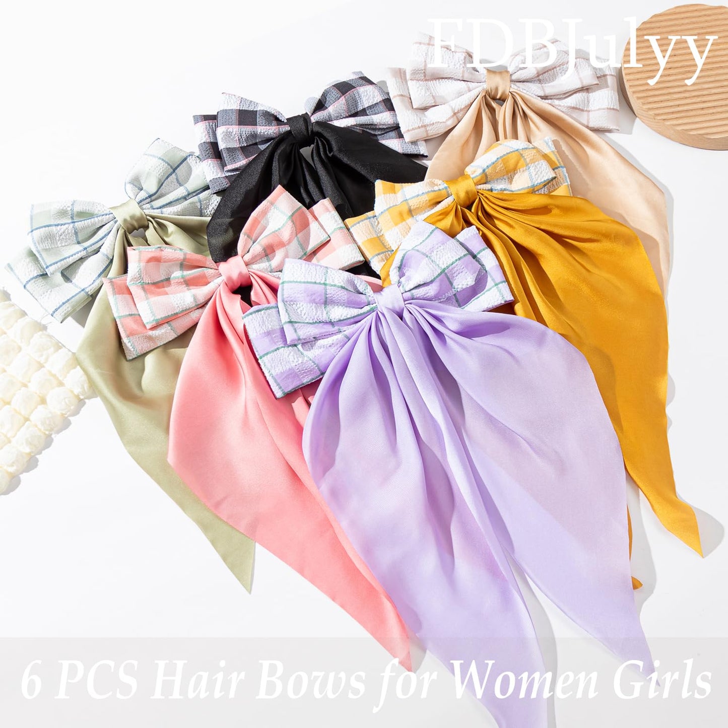 Hair Bows for Women & Girls - Nonslip Bow-knot Claw Clips for Thick & Thin Hair, Big Hair Bows (6 PCS)