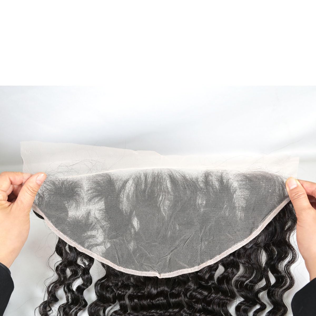 13x6 Lace Frontal Transparent Lace 100% Unprocessed Brazilian Virgin Human Hair Lace Closure Pre Plucked with Baby Hair Natural Black Color (13x6,Deep Wave, 20 Inch)